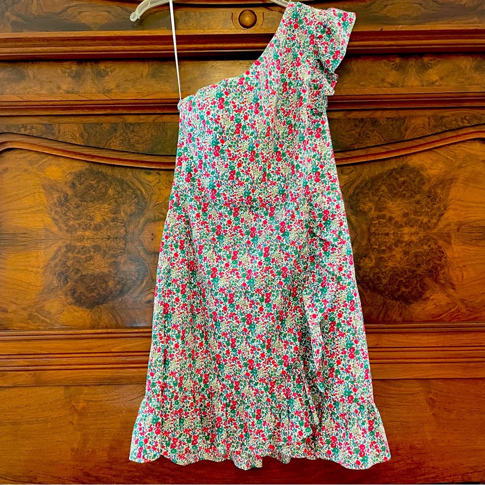 J Crew one shoulder sleeveless ruffle dress